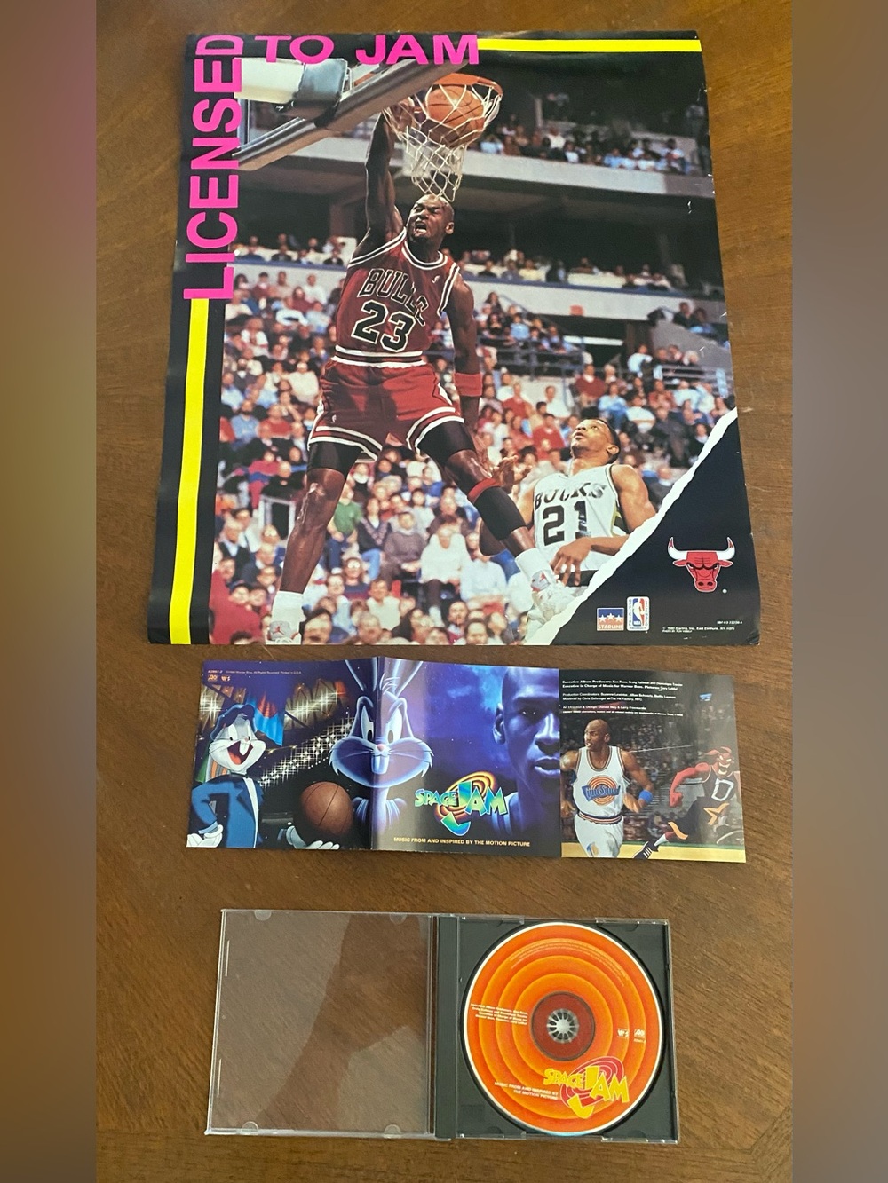 1990s NBA License to Jam Michael Jordan/Chicago Bulls Poster+Bonus Space Jam CD